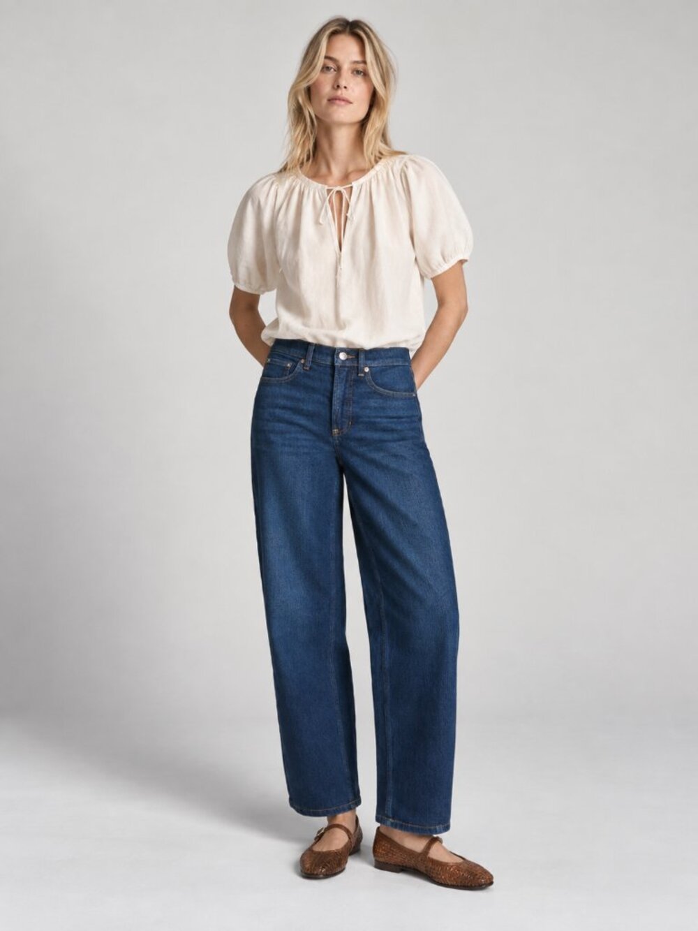 SPANX Barrel Leg Dark Denim Jeans Adriatic Blue
